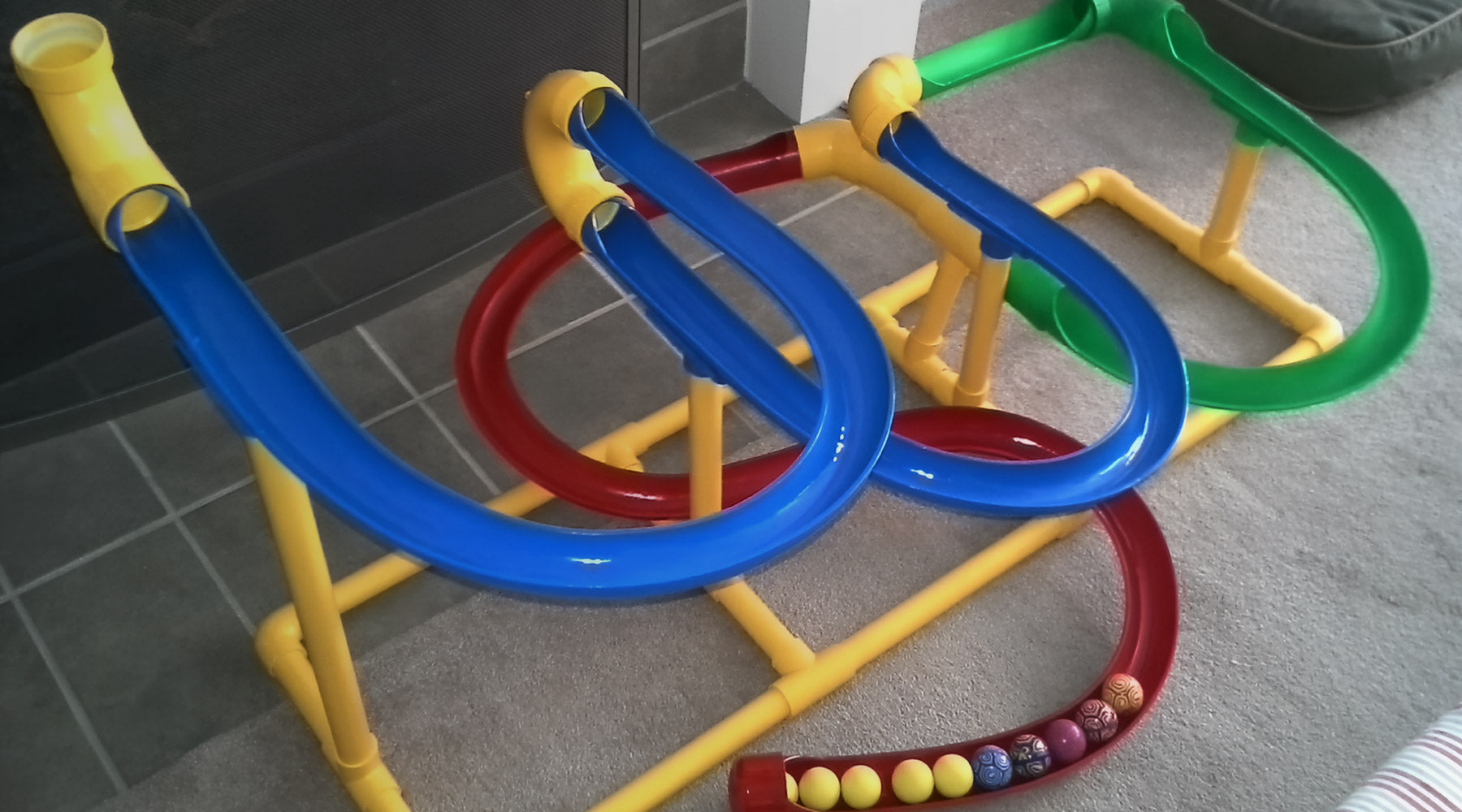 Marble track toy created with PVC Bendit